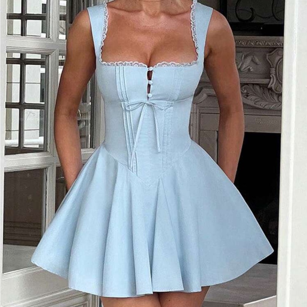 Elegant Light Blue Corset Dress